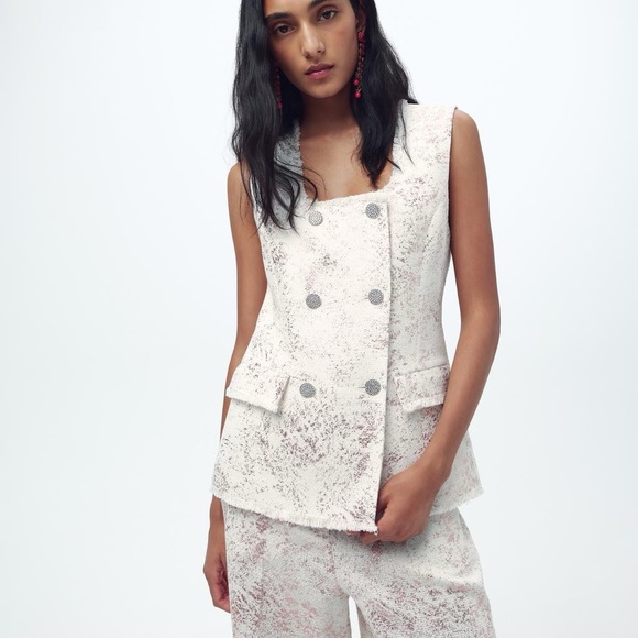 ZARA METALLIC EFFECT 2Pcs Vest and Culottes set - Picture 10 of 15